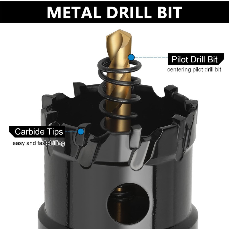 1-9/16" (40mm) Tungsten Carbide Tip Hole Saw with Pilot Bit,