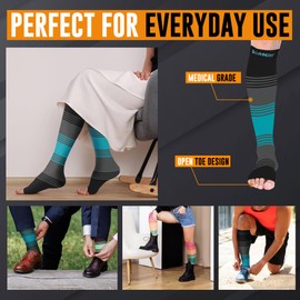 Doc Miller Open Toe Compression Socks, 15-20mmHg, Toeless Socks, Support Circulation, Shin Splints, Post Op, Medical Grade, Knee High, Dress Compression Socks for Men & Women