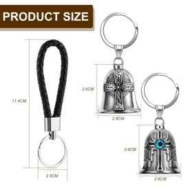 VONJUMA 2 Pcs Guardian Bell Biker Bell Motorrad Glocke Mit 2 Schlüsselanhänger Glücksbringer Edelstahl Motorradglocke Schutzglocke Reitglocke Schlüsselanhänger Für Segne Den Frieden