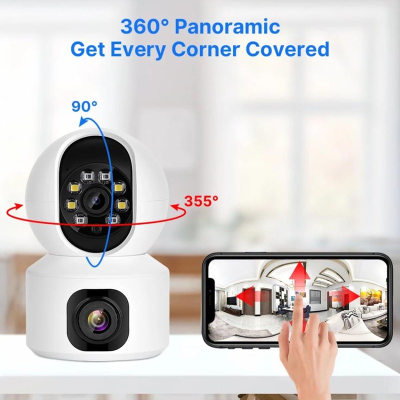 Indoor Camera Dual Lens 2K Full HD Night Vision Two