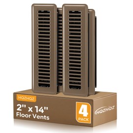 Floor Register 2x14, 4 Pack Floor Vent Covers for Home Floor Heavy Duty Steel Walkable Floor Vents Air Vent Covers for Sidewall and Floor, Brown