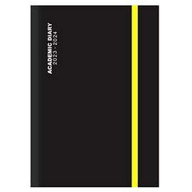 2023-2024 A4 Black Day a Page Academic Student Diary With A4 Day To Page and a Elegant Black Case-binding With Elastic