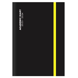 2023-2024 A4 Black Day a Page Academic Student Diary With A4 Day To Page and a Elegant Black Case-binding With Elastic