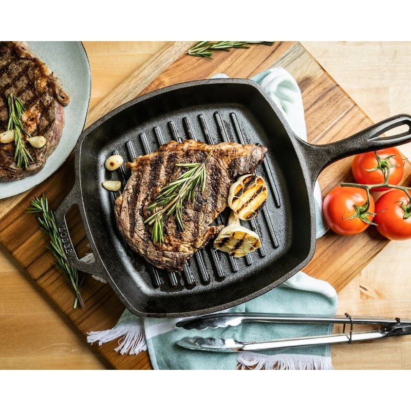 Lodge Cast Iron Grill Pan, Square, 10.5 Inch