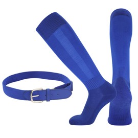 TRADERPLUS Baseball Belt and Socks Combo Set Adjustable Softball Tee Ball Combo Set for Adult (AU, Alpha, One Size, Regular, Regular, Royal Blue)