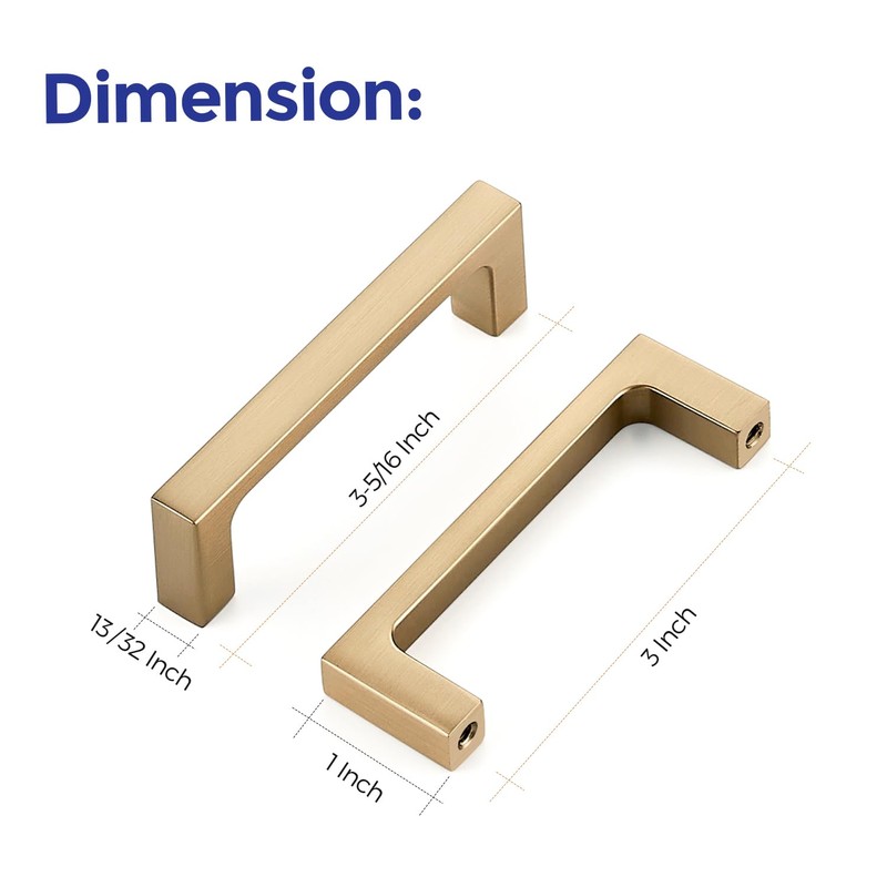 Ravinte 30 Pack Solid 3 Inch Square Cabinet Handles -
