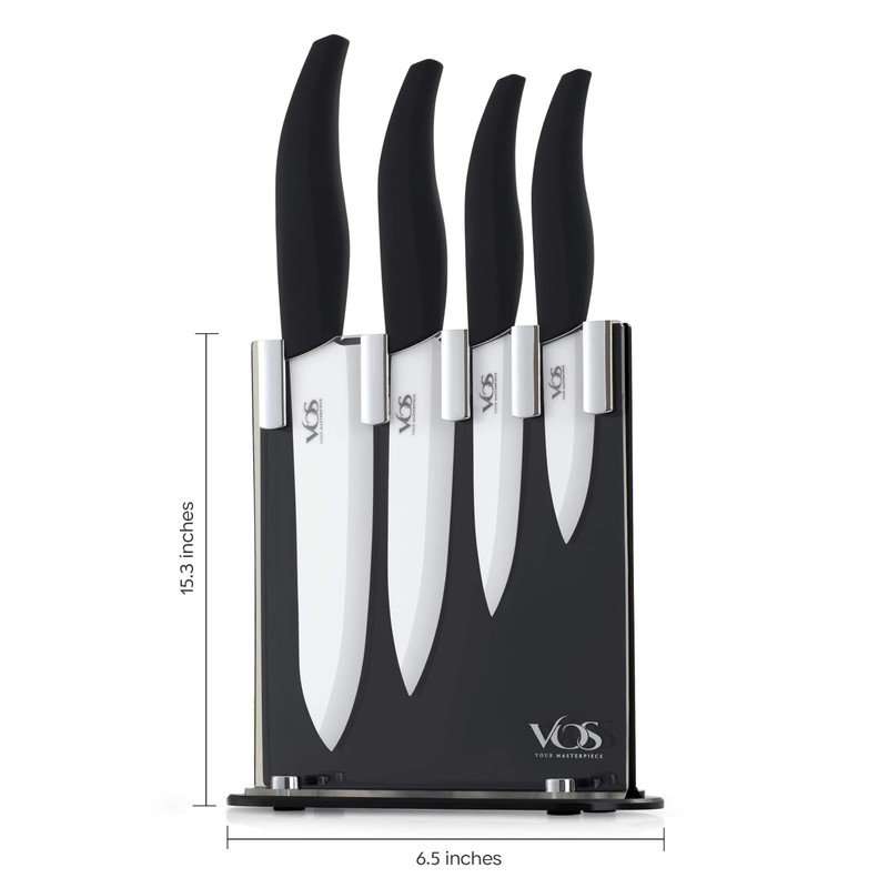Vos Ceramic Knife Set with Block, Ceramic Knives Set For