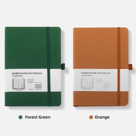 HOMEMARS Notebook, Notebook, Blank A5, Notebook A5, Journal Book, Sketchbook, Notepad, Notebooks A5, 100 GSM, 200 Pages, Pack of 2, Blank Paper, Hardcover, Green Brown, with Bookmark