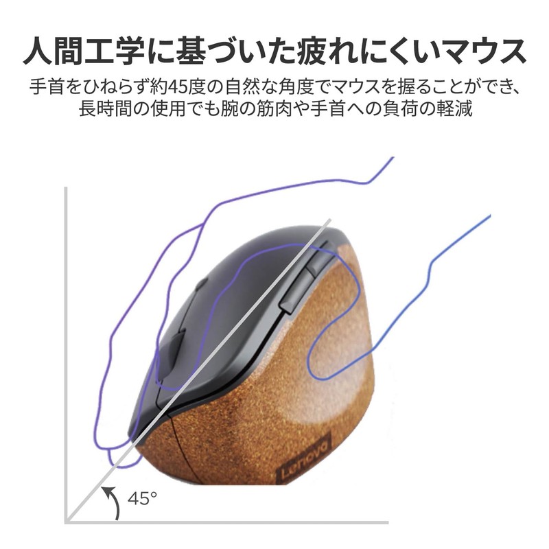 Lenovo Go Wireless Vertical Mouse Wireless Connection 6 Button Vertical