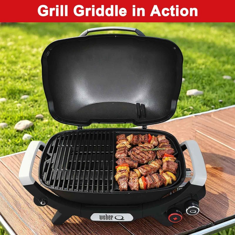 DELSbbq Cast Iron Griddle Insert for Weber Q Series Gas