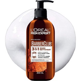 L'Oreal Paris Men Expert BarberClub 3-in-1 Hair Face and Beard Wash, Mens Hair Face and Beard Shampoo, Cleanses and Conditions with Cedarwood Essential Oil, 200ml