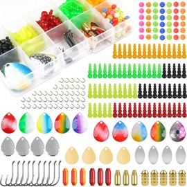 Walleye Spinner Rigs Fishing Lure Making Kit,200 Pieces Fishing Making Supplies Kit Include Colorado Blades Stacked Beads Fishing Clevis Hooks Spinner Baits Making Accessories