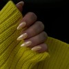 Beige Chrome Press on Nails Medium Almond,SXVME Fake Nails Aurora