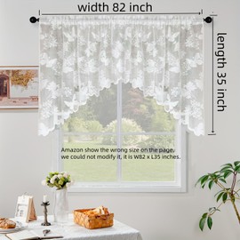 NewWPKIRA 1 Panel 82" Wide Lace Sheer Curtain Valance Floral and Butterfly Embroidered Swag Curtain Valance Tier for Doorway Kitchen Bathroom Window, Rod Pocket Top