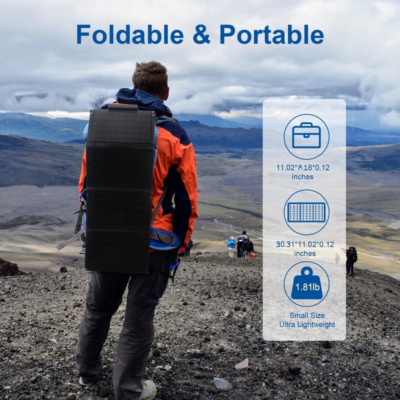 30W Solar Panel Charger, Portable Foldable Solar Panel with 3USB