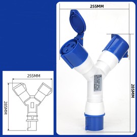 2-Way Splitter SUPERTOOL 32A 220v IP44 2 Way 3 pin Industrial Site Plug & Wall Socket Waterproof IP44 Plug Connector Socket 2P+Earth Male/Female