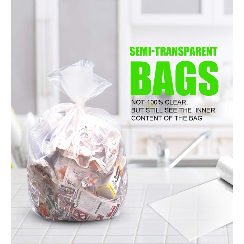 FORID Clear Medium Garbage Bags – 8 Gallon Plastic Trash