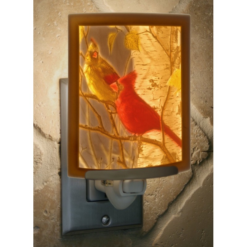 Cardinals - Colored Curved Porcelain Lithophane Night Light