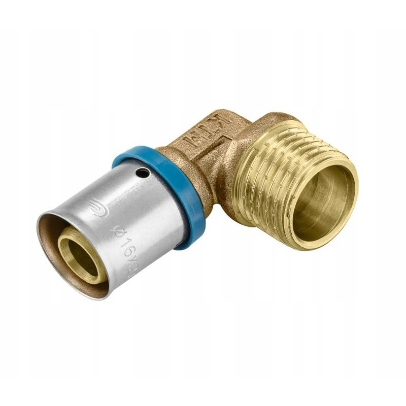 Rimex Press Fitting Angle 16 x 1/2 Inch, PEX Brass