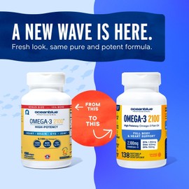 Oceanblue Oceanblue Professional Omega-3 2100 C 138 ct Bonus BottleC Triple Strength Burpless Fish Oil Supplement with High-Potency EPA, DHA, DPA C Wild-Caught C Orange Flavor, 69 Servings