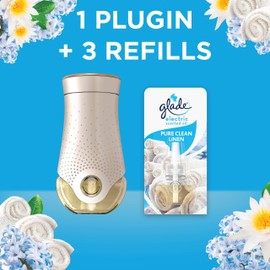 Glade Plug in Air Freshener Refill, Electric Scented Oil Room Air Freshener, Clean Linen, Pack of 3 (3 x 20ml)