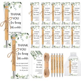20pcs Thank You Gift,Thank You Gifts for Colleagues Employee Appreciation Gifts Teacher Bamboo Ballpoint Pens with Thank You Bookmark Cards Coworker Back to School Gifts for Teacher Supplies (20)