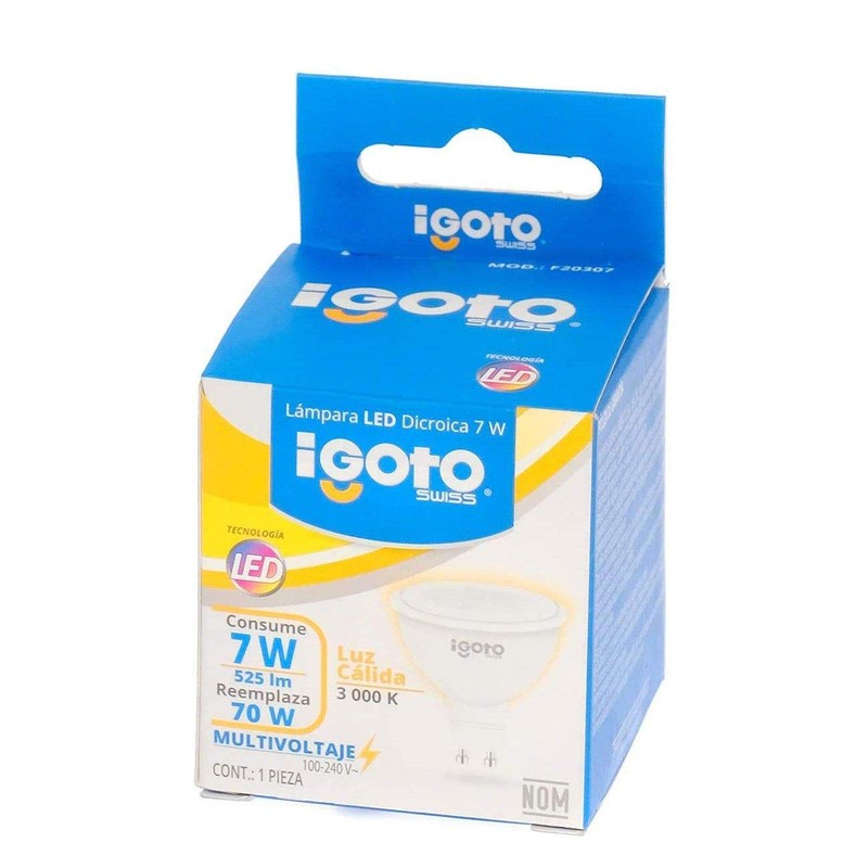 iGoto F10P20307 10Pack Foco LED GU10 7W 3000°K (luz cálida)