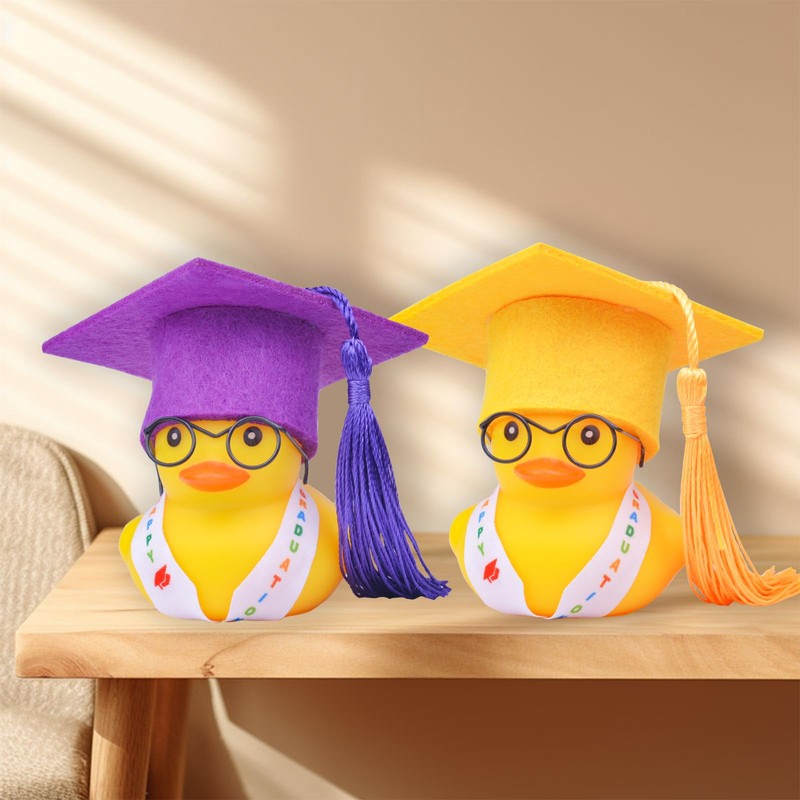 CoFuBcad Graduation Duck Car Ornament Yellow Rubber Duck Car Dashboard