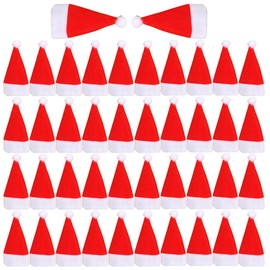 ViLiyDuo Pack of 50 Mini Christmas Hats, Christmas Cutlery Pockets, Santa Hat, Cutlery Holder, for Party Table Decoration, Christmas Decoration