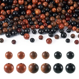PandaHall 480pcs Natural Round Wood Beads 6mm 8mm Waxed Wooden Loose Spacer Beads for Rosary Garland Macrame Crafts Jewellery Making