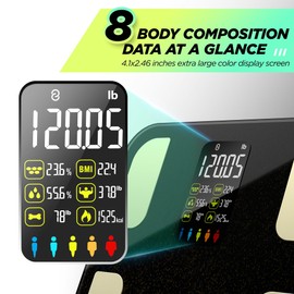 Scale for Body Weight, RunSTAR 8 Electrodes High Accurate Rechargeable Composition Analyzer with BMR Index Body Fat Digital Scale Composition Muscle & Fat Measurement Large Display 400lb