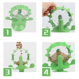 ZoneYan Windmill Cat Toy, Cat Toy Feeder, Rotating Cat Toy, Windmill Cat Toy with Suction Cup and Leaky Hole, Interactive Toy for Cats Scratch