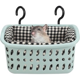 JWShang Rat Hammock for Cage, Chew Proof Hanging Basket Bed with Sturdy Hooks, Pet Cage Accessories, Safe Cozy Small Animal Rodent Hammock for Sugar Glider Mice Snuggling Sleeping (Blue, Large)