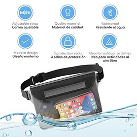 Canotagio Bolsa/Cangurera Impermeable. Set de 2 Cangureras Sumergibles a Prueba de Agua. Tamaño Extra Grande. para Deportes Acuaticos, Playa, Alberca 