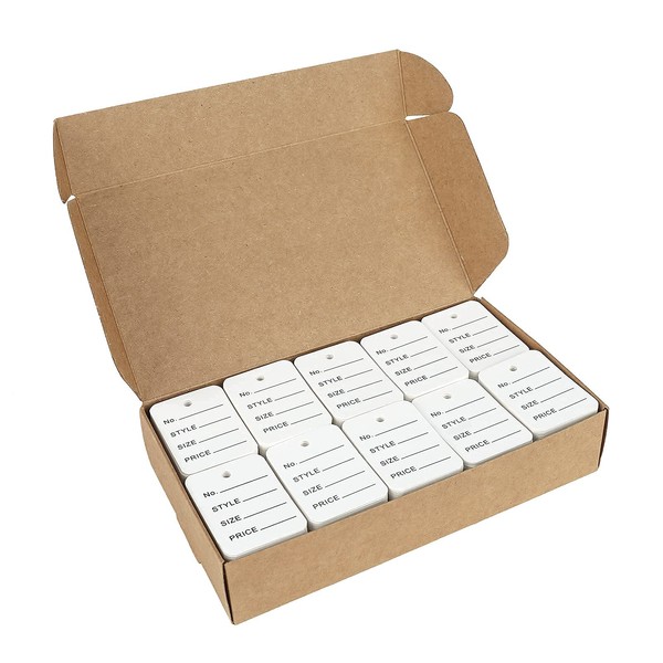 G2PLUS 1000 PCS Price Tags,1.94" X 1.38" White Paper Tags for Clothes Size, Lables, Coupon, Store, Without String, Clothing Tags with Exquisite Box Package
