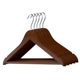 Wooden Hangers – 20 Pack - Heavy Duty Solid Wood Clothes Hangers with 360° Swivel Chrome Hooks, Smooth Finish Coat Hanger for Closet, Shirt, Suit, Dress, and Jacket Organization (Walnut)