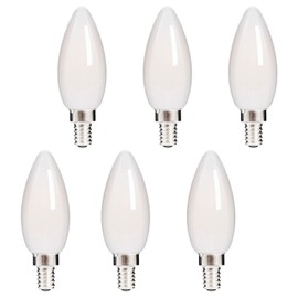 HOLA LED Candelabra Bulb, 40W Equivalent LED Chandelier Bulb, Dimmable LED Lamp Bulb E12 Base, Cool White 4000K LED Filament Bulb, Frosted Glass, 4.5W 400 Lumens 360 Beam Angle, UL Listed, 6 Pack