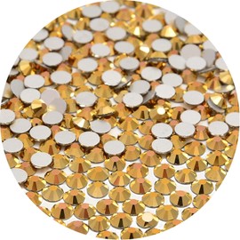NCB 3000pcs Flatback Round Glass Nail Art Rhinestones Crystal for DIY Making Accessories Shoes, Clothes, Face Art, Bags, Manicure (Aurum, SS3 3000pcs)