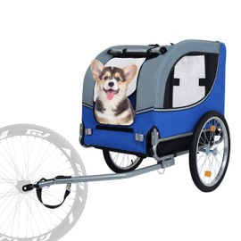 ESPIDOO Large Folding Bike Trailer: 66LB Capacity All-Terrain Pet Carrier with Steel Frame & Oxford Fabric - Universal Hitch System for Cycling Jogging Camping Outdoor Adventures - Medium & Small Dog