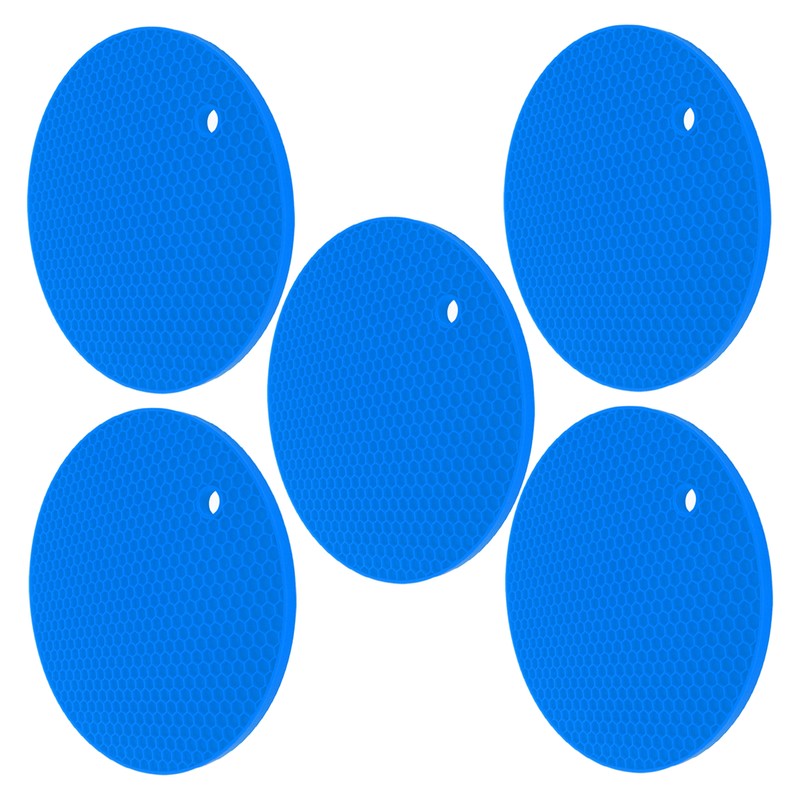 5PCS Silicone Trivet Mats Round Multipurpose Heat Resistant Non Slip