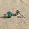 Turquoise Earrings, Vintage Small Stud Earrings for Men with 925