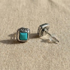 Turquoise Earrings, Vintage Small Stud Earrings for Men with 925 Silver Posts, Boho Country Western Jewelry for Women