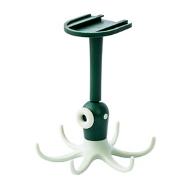 Kitchen Utensil Hanger with 6 Hooks, 360° Rotatable Hooks Wall Mounted Utensil Rack No Drilling Space Saving Folding Hanging Utensil Holder(Green)