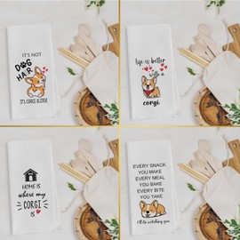 Geqtt Corgi Gifts Dish Towels - Corgi Gifts Waffle Weave Kitchen Towels, Corgi Gifts Hand Towels, Corgi Gifts Tea Towels, Corgi Gifts for Corgi Lovers (16×24 Inches Set of 4)