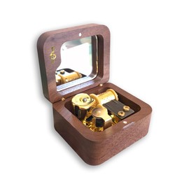 BinkeGG Play (What a Wonderful World) Walnut Wind up Wooden Music Box with Sankyo Musical Movement (65 Tunes Option)