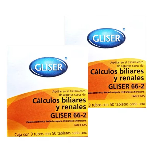 Gliser 66-2 Aux. En Cálculos Biliares Y Renales 2pzas 300tab