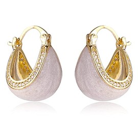 WICKM Simple Design, Sparkling Fashion Earrings, Popular, Hypoallergenic Metal, Earrings, 18K Gold Earrings, Hoop, U-Shaped Earrings, Silver Copper Cubic Zirconia