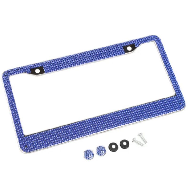 BLVD USA 2PCS Bling License Plate Frame Glitter Crystal Sparkling