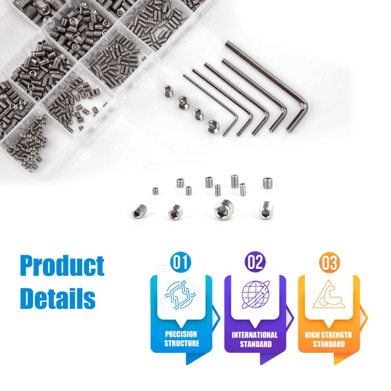 KOXXIAMOQ 595pcs Set Screws Assortment Kit, Allen Head Grub Screws,