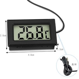 Samcos LCD Digital Thermometer, Temperature Monitor, Waterproof Temperature Probe, For Refrigerators, Fish Tanks, Reptiles, Aquariums, Cultivation, Small, Easy and Convenient, Set of 2 (Black)